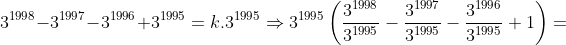 3^{1998}-3^{1997}-3^{1996}+3^{1995}= k . 3^{1995}\Rightarrow 3^{1995}\left ( \frac{3^{1998}}{3^{1995}} - \frac{3^{1997}}{3^{1995}}-\frac{3^{1996}}{3^{1995}}+1\right )=
